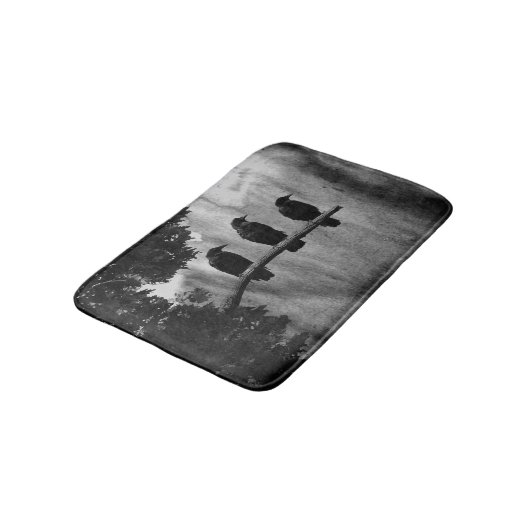 Drie zwarte en witte Krokoen Bath Mat (Gekanteld)