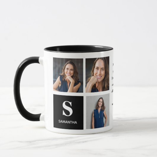 Drie zwarte foto-monogram mok (Links)