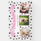 Drie zwarte foto's afdrukken Roze Pet Birthday Spandoek (Verticaal)