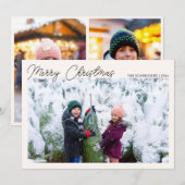 Drie zwarte foto's, met Merry Kerstry Feestdagenkaart (Voorkant / Achterkant)