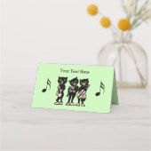 Drie zwarte kat-musici die muziek groen spelen plaatskaartje (Achterkant)