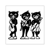 Drie zwarte kat muzikanten gitaar viool saxofoon rubberstempel (Afrduk)