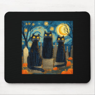 Drie Zwarte Kat Sterrennacht Van Gogh Pompoenen Muismat