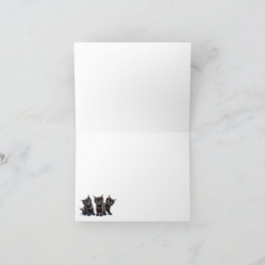 Drie zwarte katjes gevouwen kaart (Binnen)