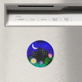 Drie zwarte katten bij nachtmagneet magneet (Insitu (Vaatwasser))