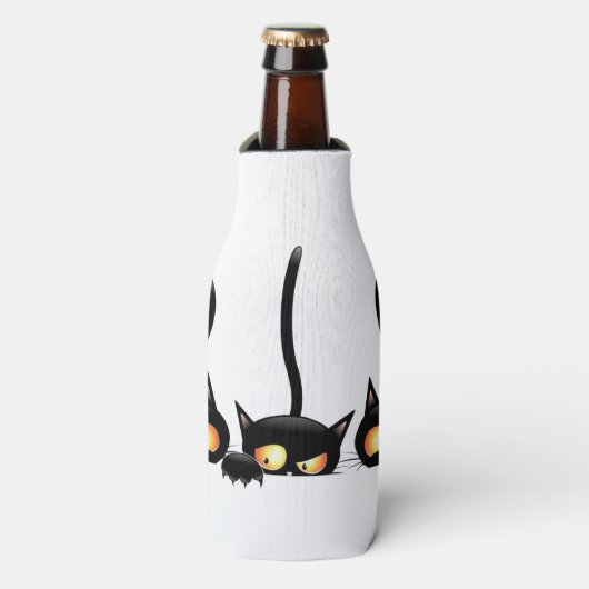 Drie zwarte katten flesjeskoeler (Fles Voorkant)