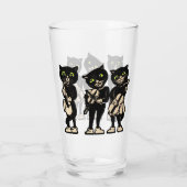 Drie zwarte katten groene ogen die muziek afspelen glas (Achterkant)