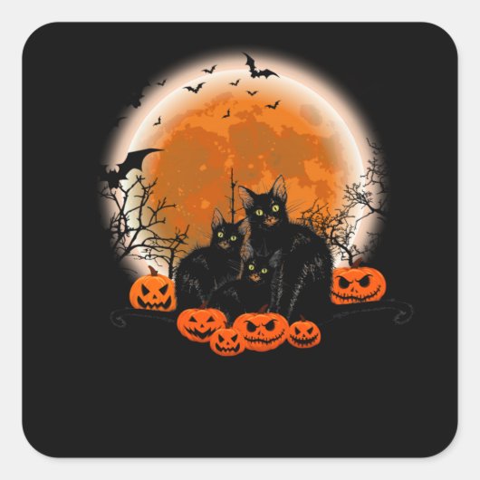 Drie zwarte katten - Halloween Vierkante Sticker (Voorkant)