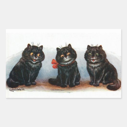 Drie zwarte katten  illustratie Louis Wain Rechthoekige Sticker (Voorkant)