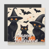 Drie zwarte katten met hoeden op Halloween (Voorkant / Achterkant)