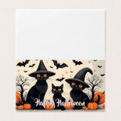 Drie zwarte katten met hoeden op Halloween Kaart (Buitenkant ongevouwen)
