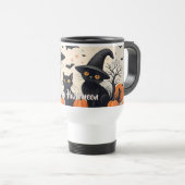 Drie zwarte katten met hoeden op Halloween Reisbeker (Voorkant rechts)