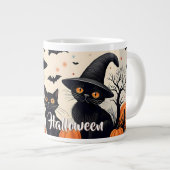 Drie zwarte katten met Petten op Halloween Grote Koffiekop (Voorkant rechts)