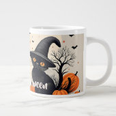 Drie zwarte katten met Petten op Halloween Grote Koffiekop (Rechts)