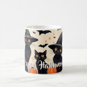 Drie zwarte katten met Petten op Halloween Magische Mok (Center)