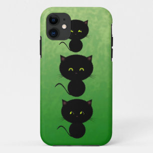 Drie zwarte katten op groen Case-Mate iPhone case