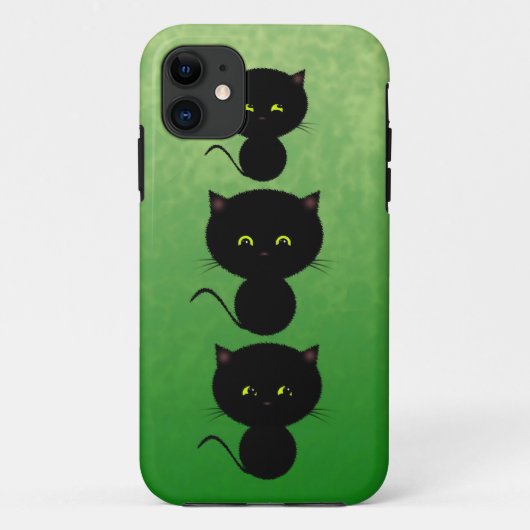 Drie zwarte katten op groen Case-Mate iPhone case (Achterkant)