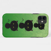 Drie zwarte katten op groen Case-Mate iPhone case (Achterkant (horizontaal))