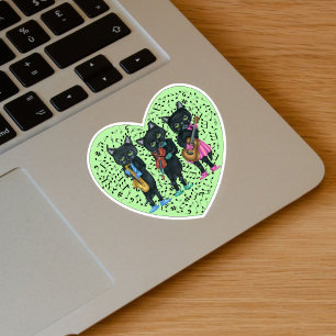 Drie zwarte katten spelen muziek Groene Hart Sticker
