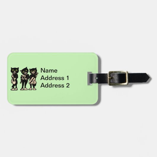 Drie zwarte katten spelen muziek instrumenten groe bagagelabel (Voorkant horizontaal)