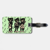 Drie zwarte katten spelen muziek instrumenten groe bagagelabel (Achterkant horizontaal)