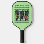 Drie zwarte katten spelen muziek op Notes Green Pickleball Paddle (Voorkant)