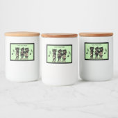 Drie zwarte katten spelen muziekinstrumenten voedselcontainer etiket (Flessen)