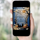 Drie zwarte katten spookachtige grillige Halloween Kaart