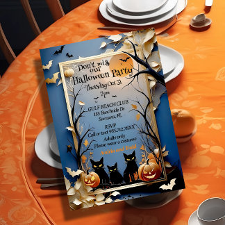 Drie zwarte katten spookachtige grillige Halloween Kaart