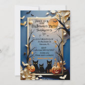 Drie zwarte katten spookachtige grillige Halloween Kaart (Voorkant)