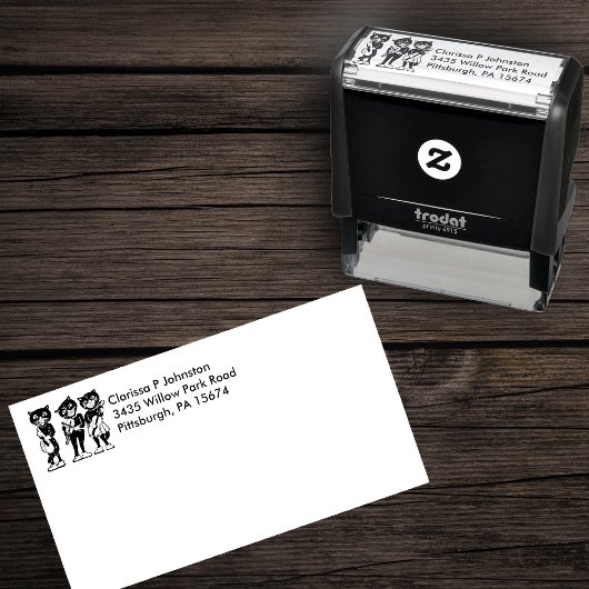 Drie zwarte katten witte schoenen spelen muziek  zelfinktende stempel