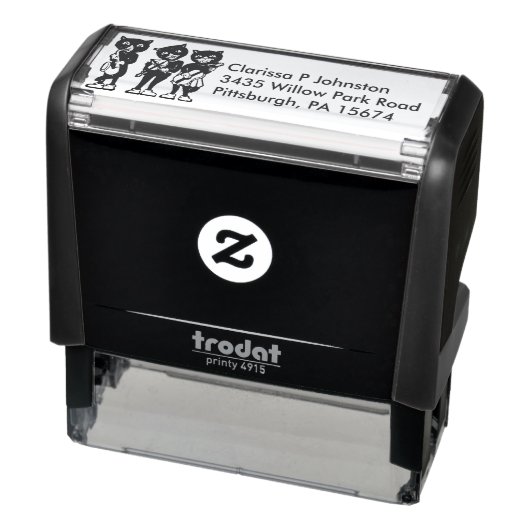 Drie zwarte katten witte schoenen spelen muziek  zelfinktende stempel (Product)