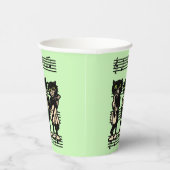 Drie zwarte kattenmusici op blad Music Green Papieren Bekers (Rechts)