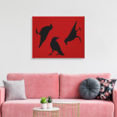 Drie zwarte kraaien van DJONeill Canvas Afdruk (Insitu (Woonkamer))