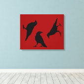 Drie zwarte kraaien van DJONeill Canvas Afdruk (Insitu (Houten vloer))
