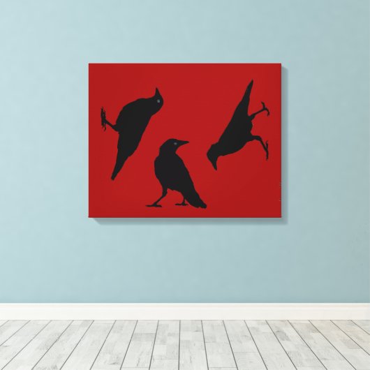 Drie zwarte kraaien van DJONeill Canvas Afdruk (Insitu (Houten vloer))