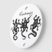 Drie zwarte lizards Thunder_Cove Southwest Style Grote Klok (Hoek)
