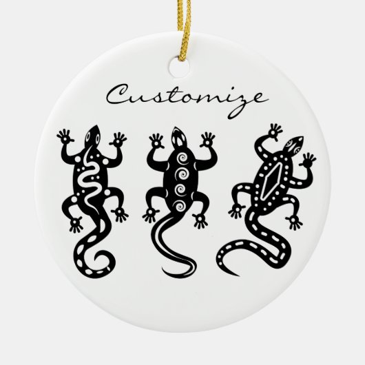 Drie zwarte lizards Thunder_Cove Southwest Style Keramisch Ornament (Voorkant)