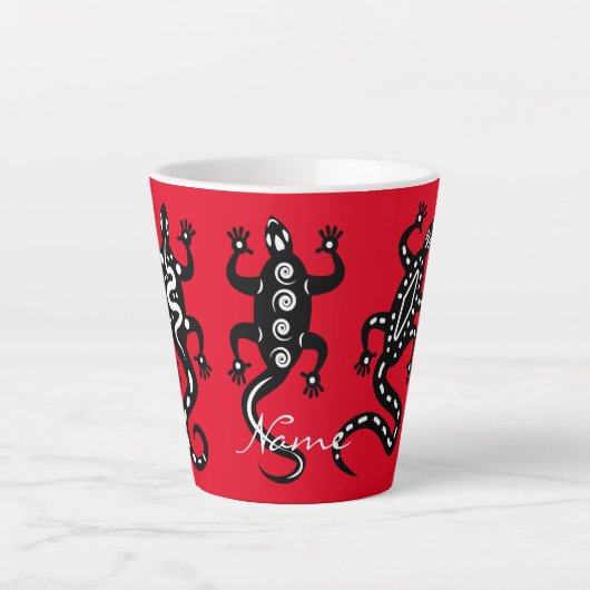 Drie zwarte lizards Thunder_Cove Southwest Style Latte Mok (Voorkant)