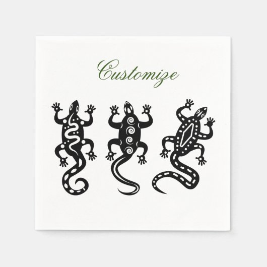 Drie zwarte lizards Thunder_Cove Southwest Style Servet (Voorkant)