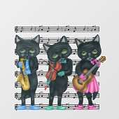 Drie zwarte muzikale katten instrumenten Bladmuzie Raamsticker (Vel)