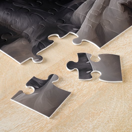 Drie zwarte Pug puppies Legpuzzel (Zijkant)