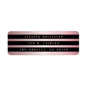 Drie zwarte strepen & roze goud Retouradres Etiket