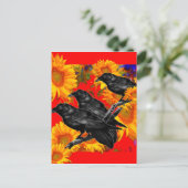DRIE ZWARTE VOGELS OP ZONLOWERE GEBIEDEN BRIEFKAART (Staand voorkant)