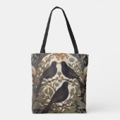 Drie zwarte vogels William Morris geïnspireerd Tote Bag (Achterkant)