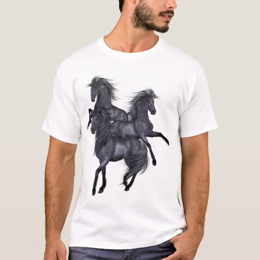 Drie zwarte Wilde Stallions Shirt (Voorkant)