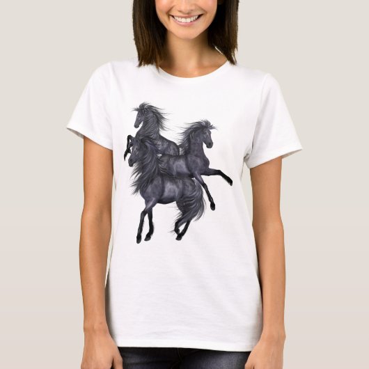 Drie zwarte Wilde Stallions Shirt (Voorkant)