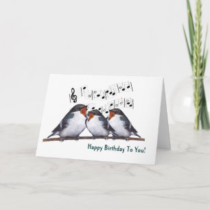 Drie Zweden zingend Happy Birthday: Oliepastel Kaart