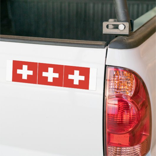 DRIE Zwitserse vlag Bumpersticker (Op Truck)