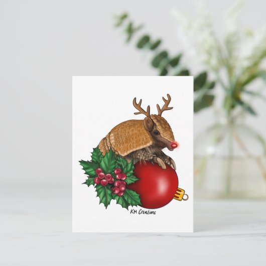 Driebandgordeldier - kerstkaart (Staand voorkant)